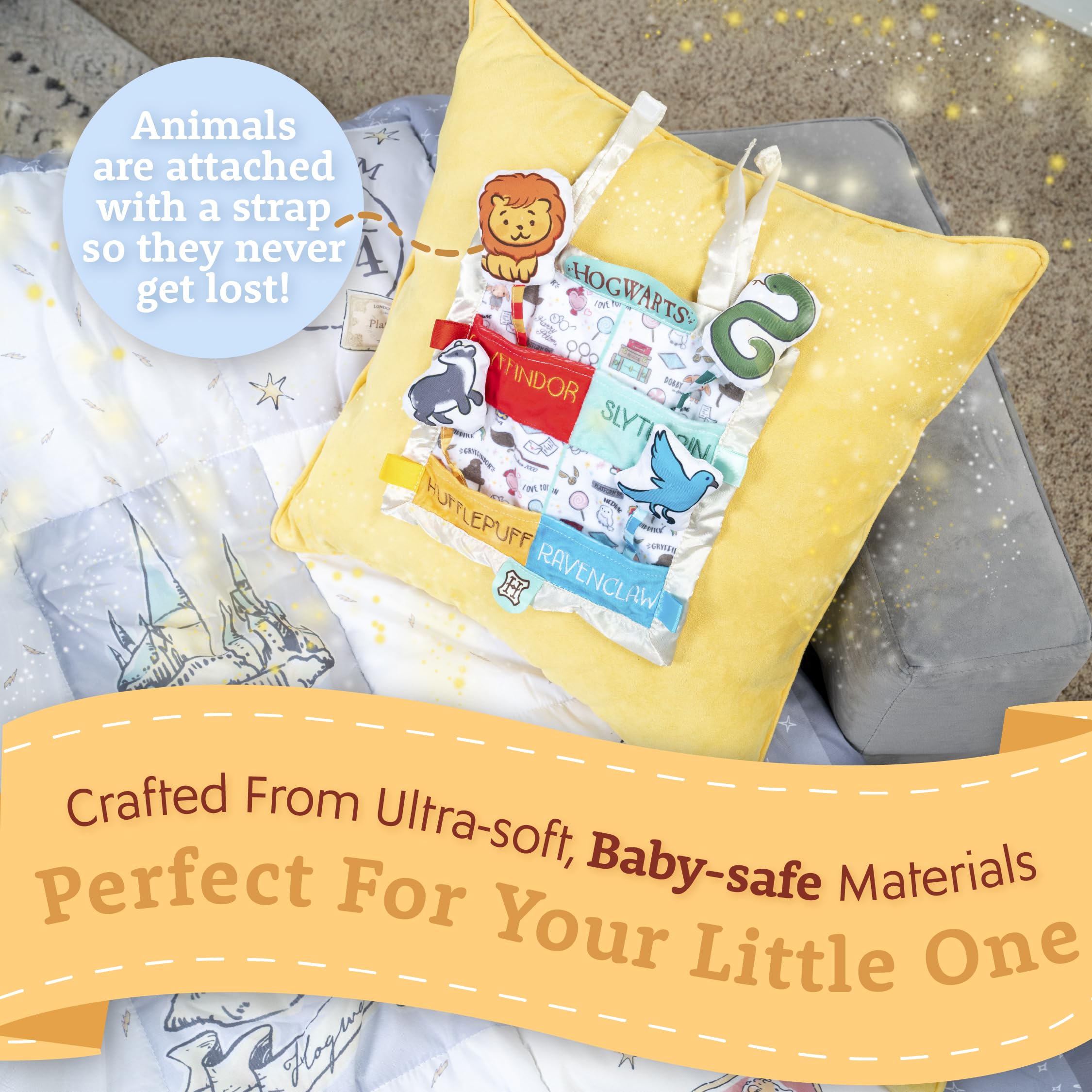 Kids Preferred Hogwarts crinkle sounds for engaging little ears during play.