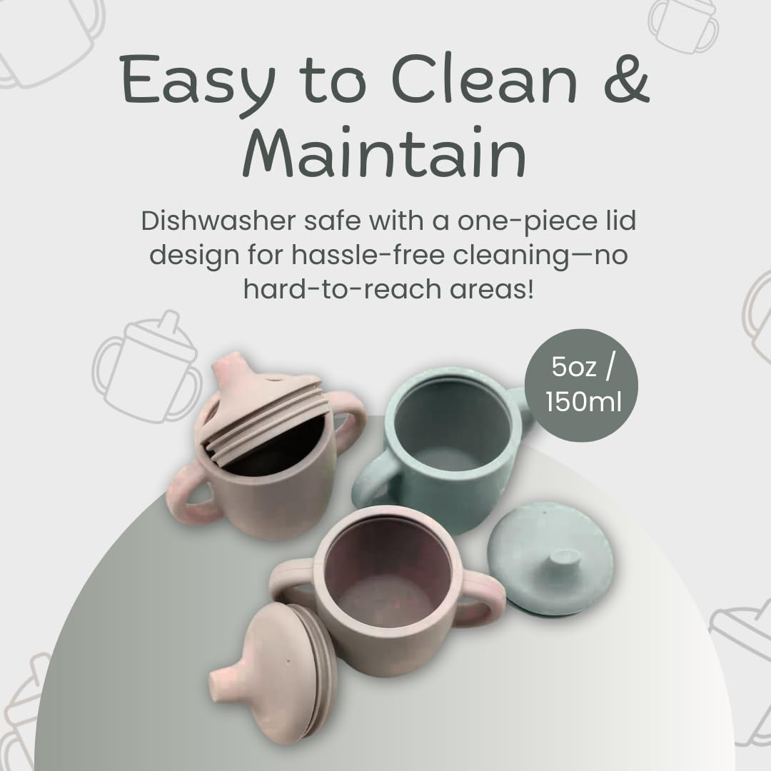 KIDSco dishwasher-safe sippy cups simplify cleanup after meals.
