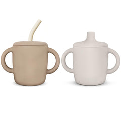 KIDSco silicone sippy cup with easy-grip handles helps small hands hold steady