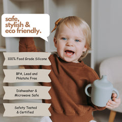 KIDSco silicone sippy cup straw lid supports easy drinking as child grows