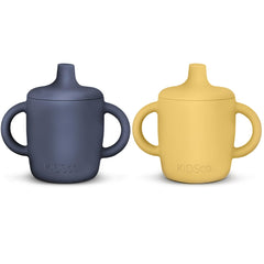 Kidsco silicone sippy cups with soft spout for gentle sipping and early independence.