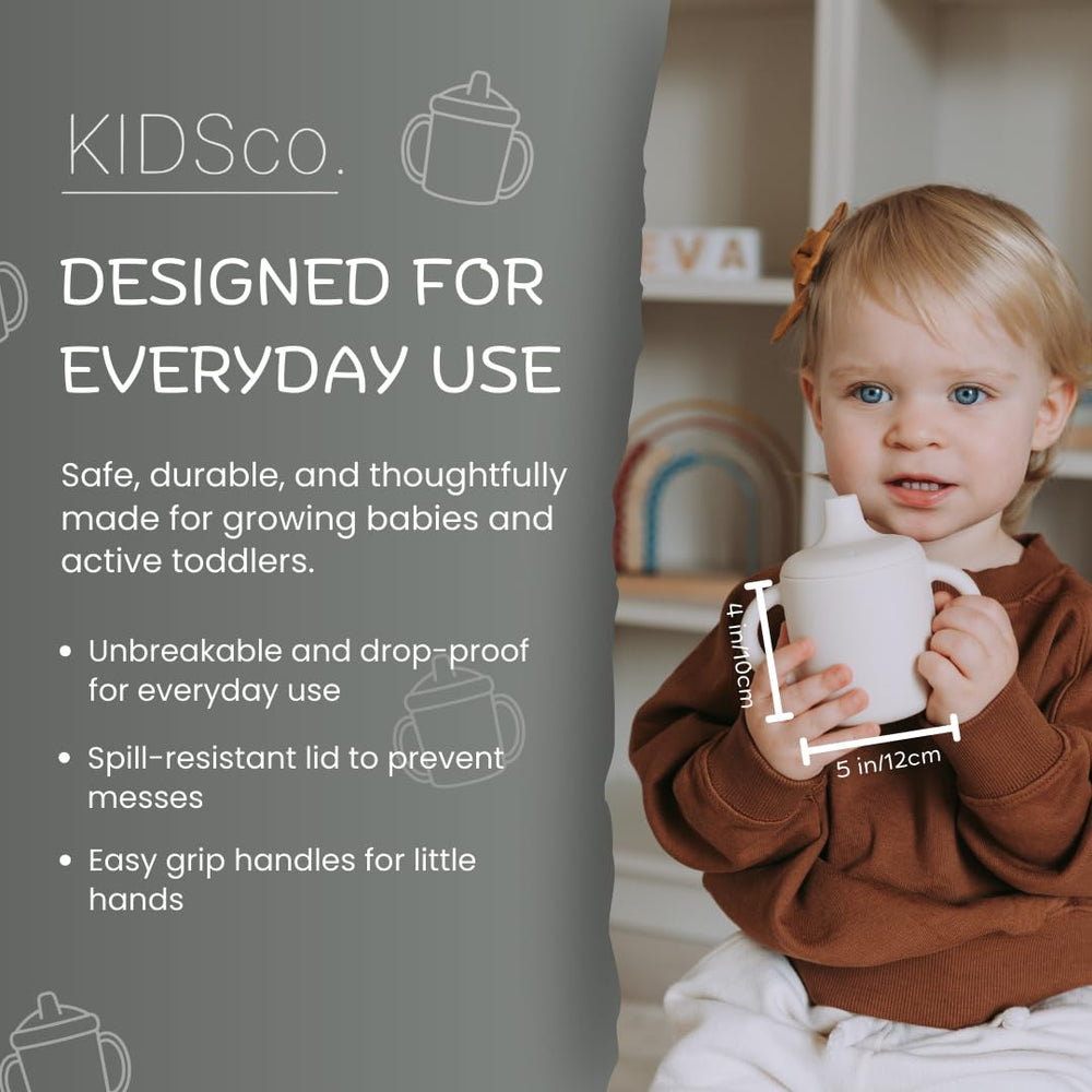 KIDSco silicone sippy cup easy-grip handles aid little hands