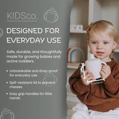 KIDSco silicone sippy cup easy-grip handles aid little hands