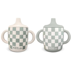 KIDSco silicone sippy cups with a soft spout for gentle sipping.