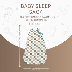 Kidsco sleep sack checkered baby 6-18m supports safe, snug sleep with 2-way zipper.