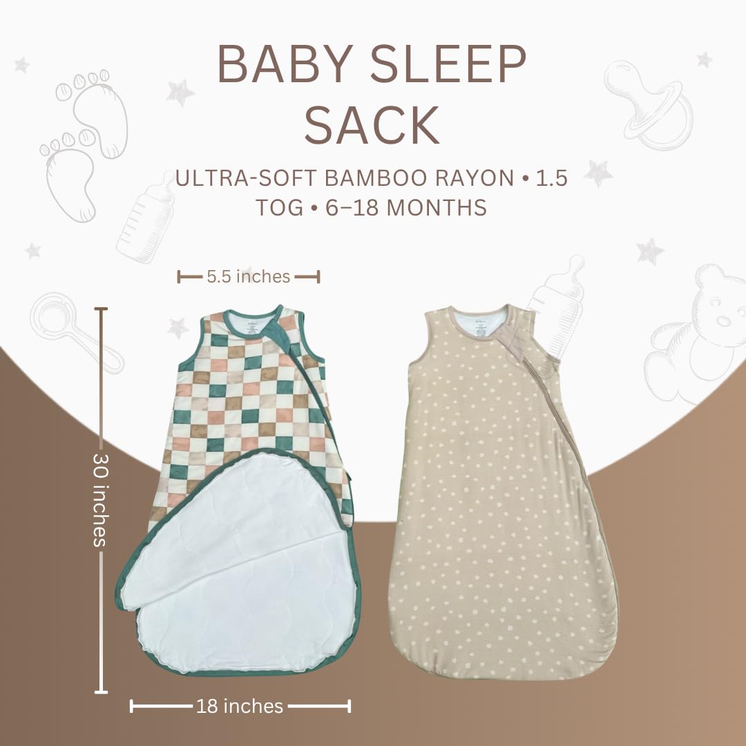 Kidsco bamboo blend sleep sack checkered is machine washable for busy parents.
