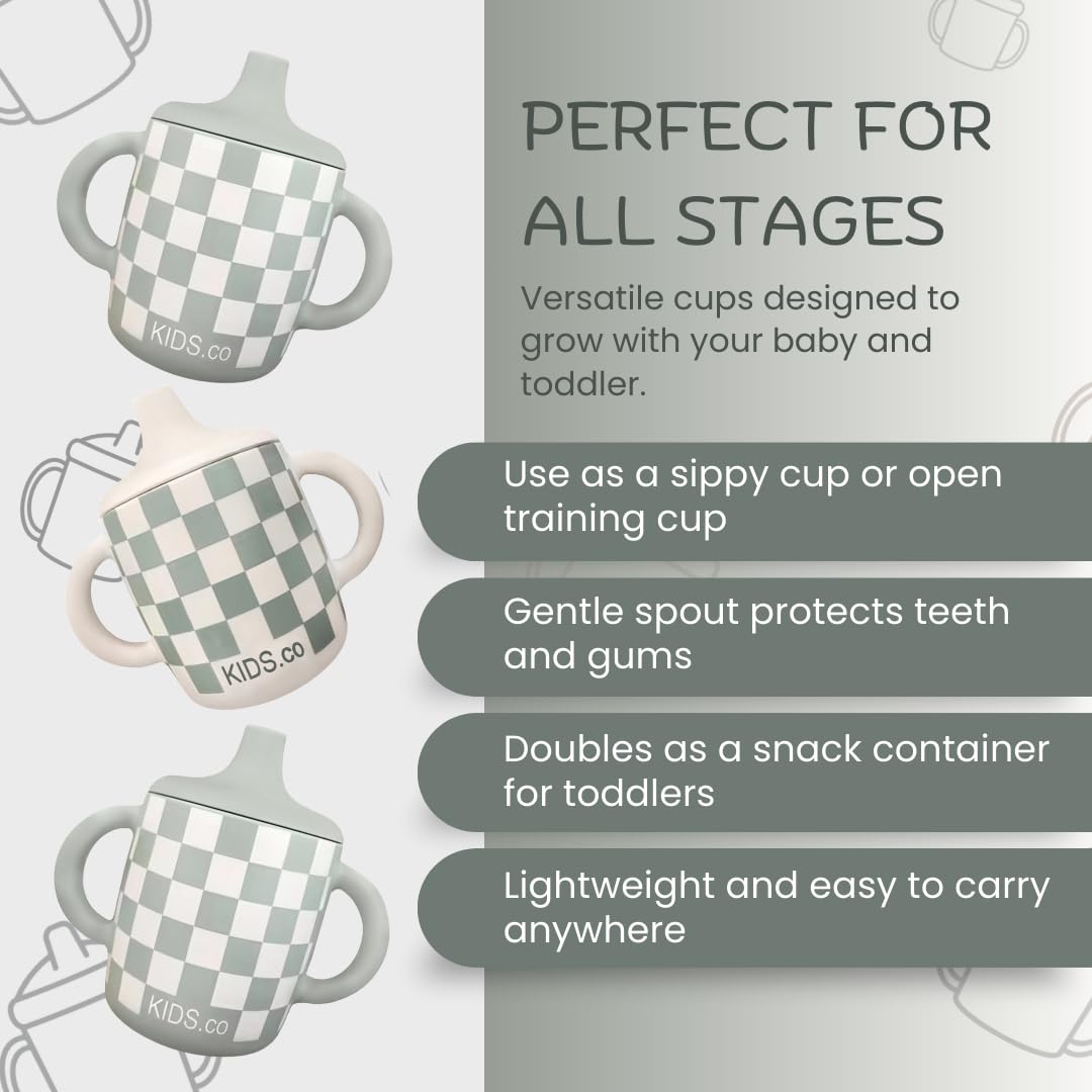 KIDSco spill-resistant lid minimizes leaks during meals and travel.