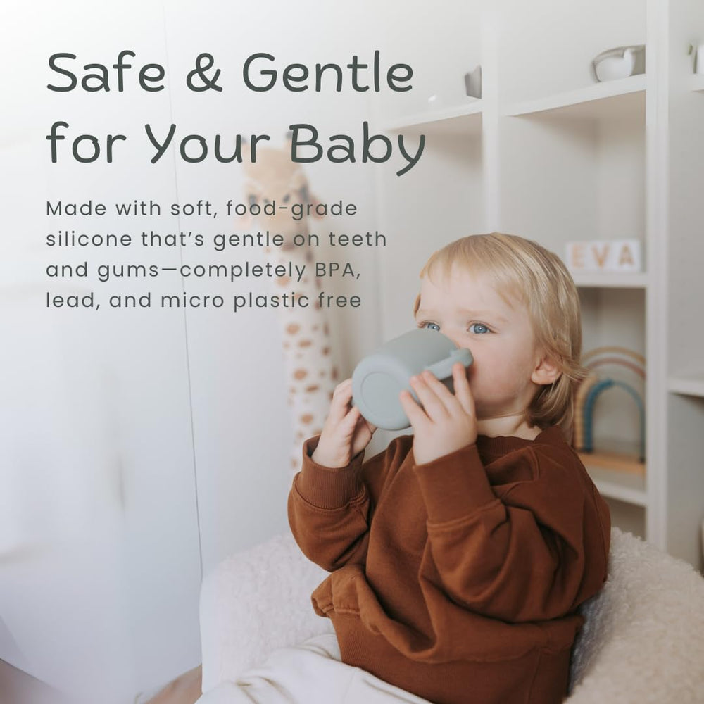 KIDSco unbreakable silicone cups resist drops for curious little ones.