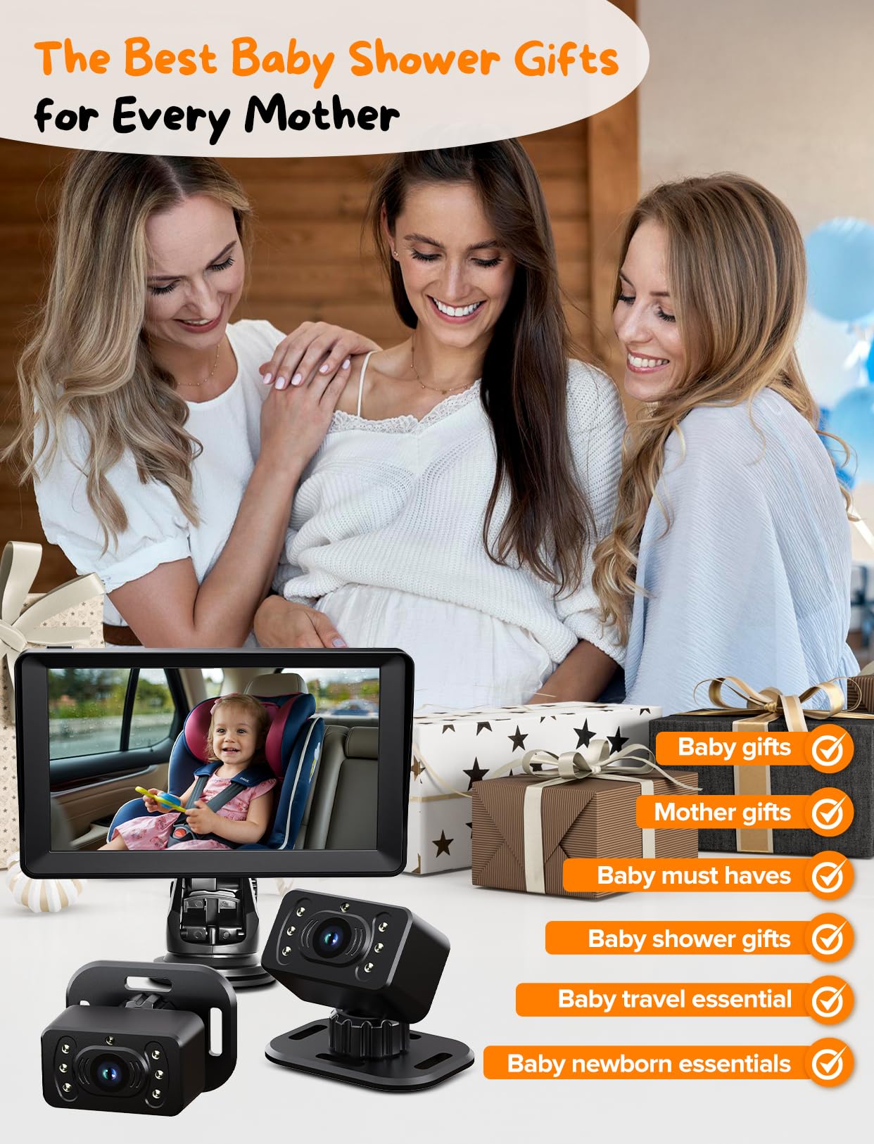 Kidsneed dash monitor powered by cigarette lighter or USB for easy install
