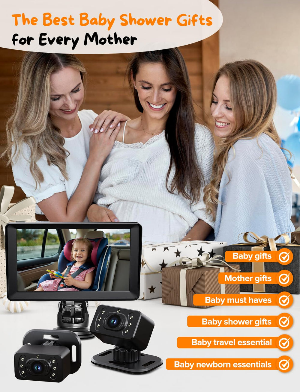 Kidsneed dash monitor powered by cigarette lighter or USB for easy install