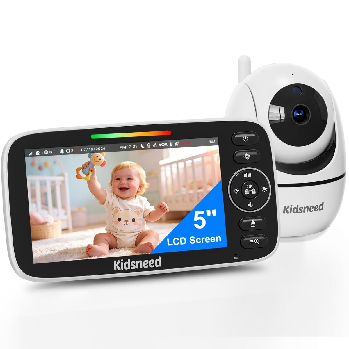 Kidsneed Baby Monitor camera 720p view enables clear daytime checks from any room.
