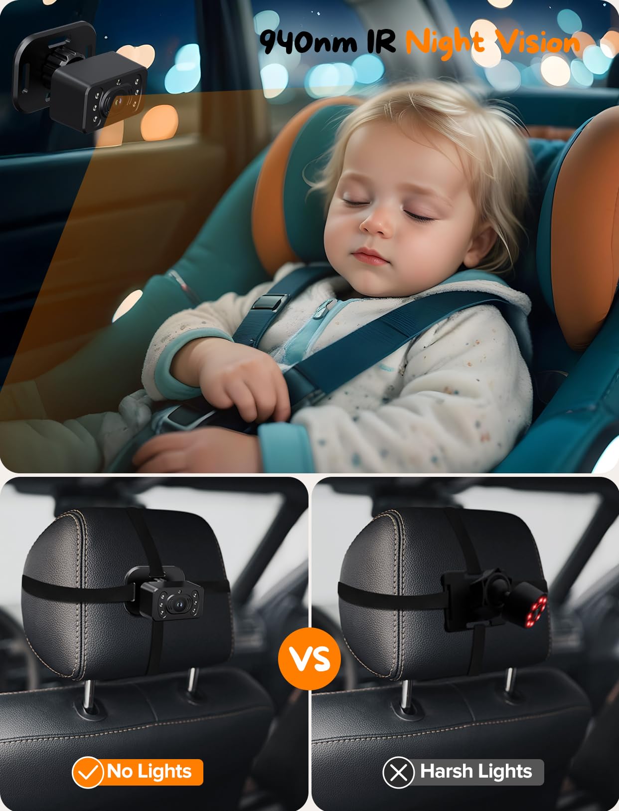Kidsneed night vision 940nm maintains gentle lighting for night checks.