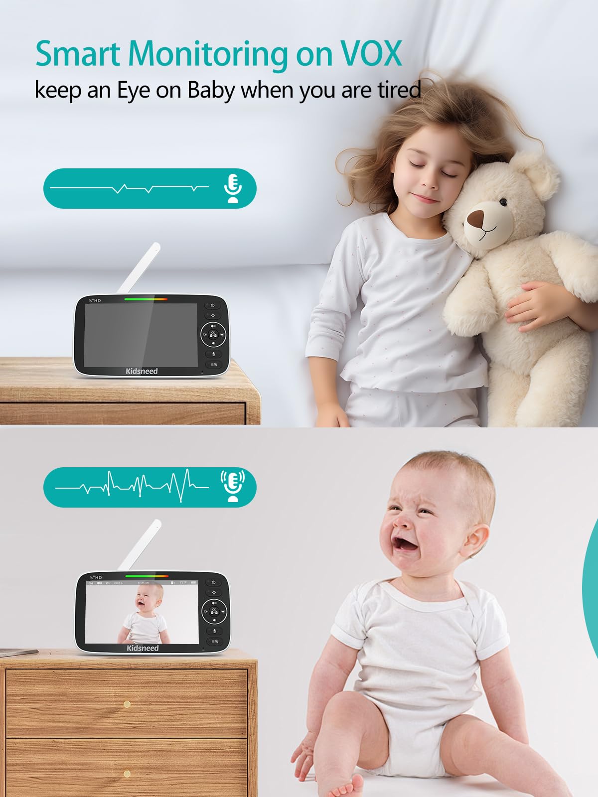 Kidsneed temperature sensor alerts help adjust room conditions.