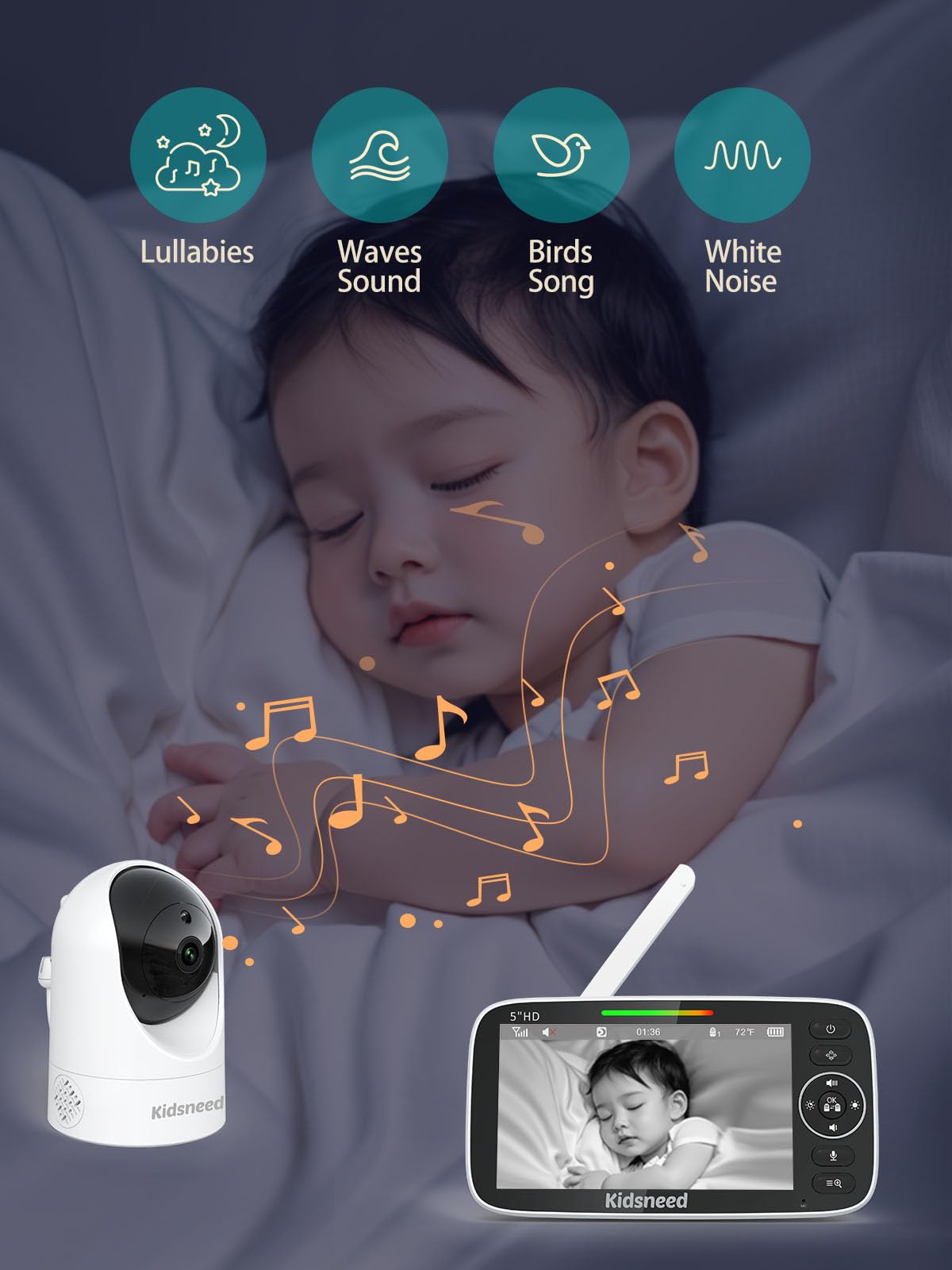 Kidsneed two-way talk and temperature alerts for reassurance.