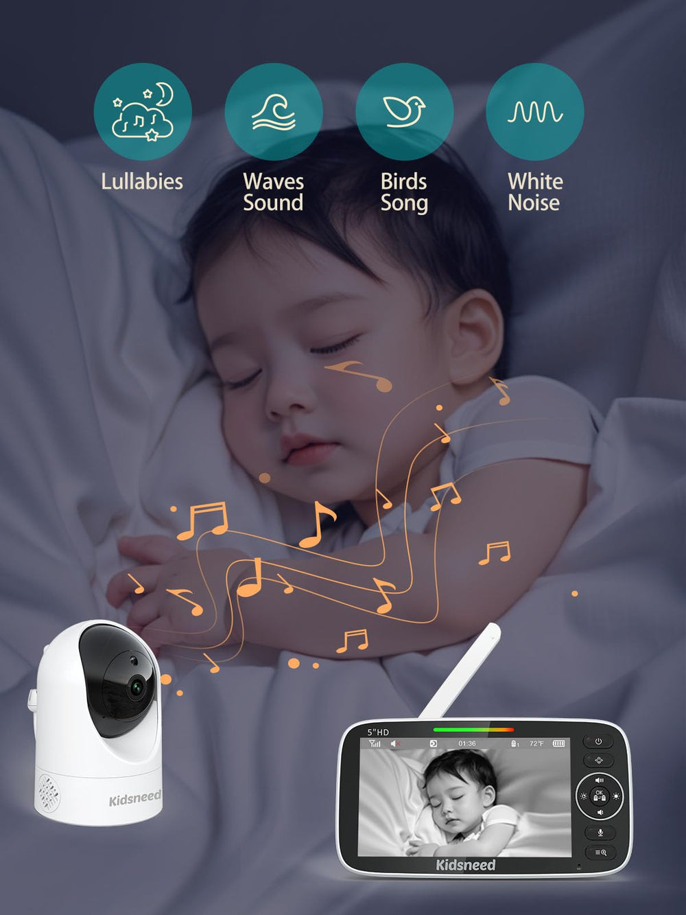 Kidsneed two-way talk and temperature alerts for reassurance.