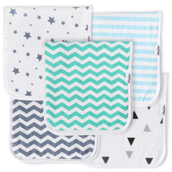 KiddyStar organic cotton burp cloth close-up showing soft fabric for baby skin