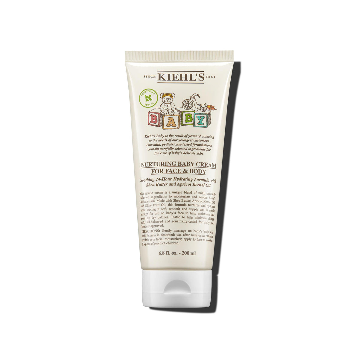 Kiehl's Baby Nurturing Cream jar closeup highlighting gentle moisturizing texture.
