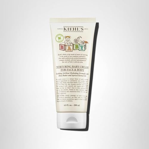 Kiehl's Baby Cream being massaged into baby's skin for daily use.