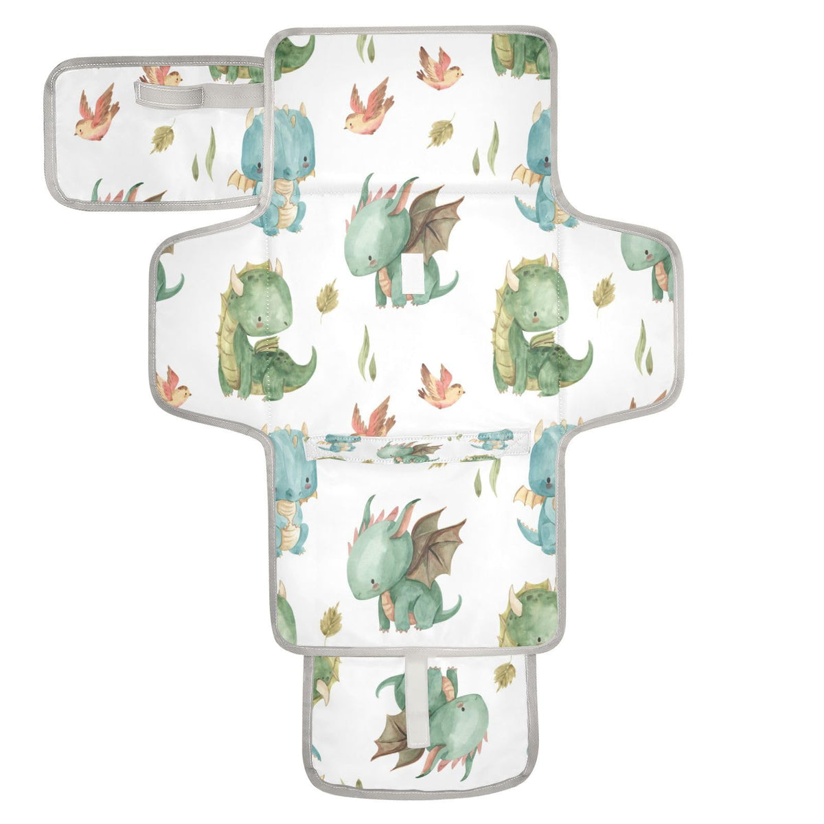 Kigai Cute Dragon changing pad open with soft pillow and pockets for essentials