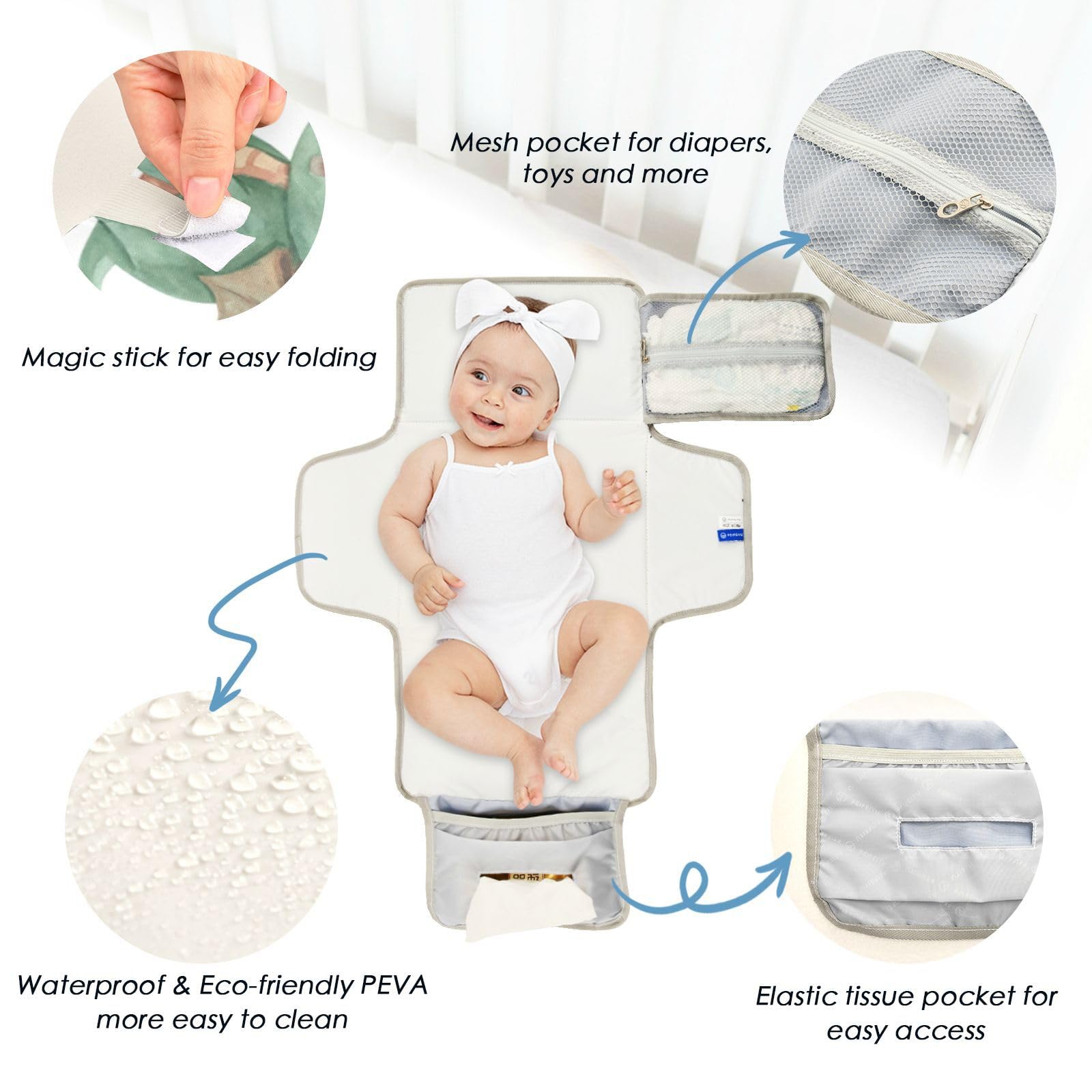 Kigai dragon changing pad attached to stroller for easy access during outings