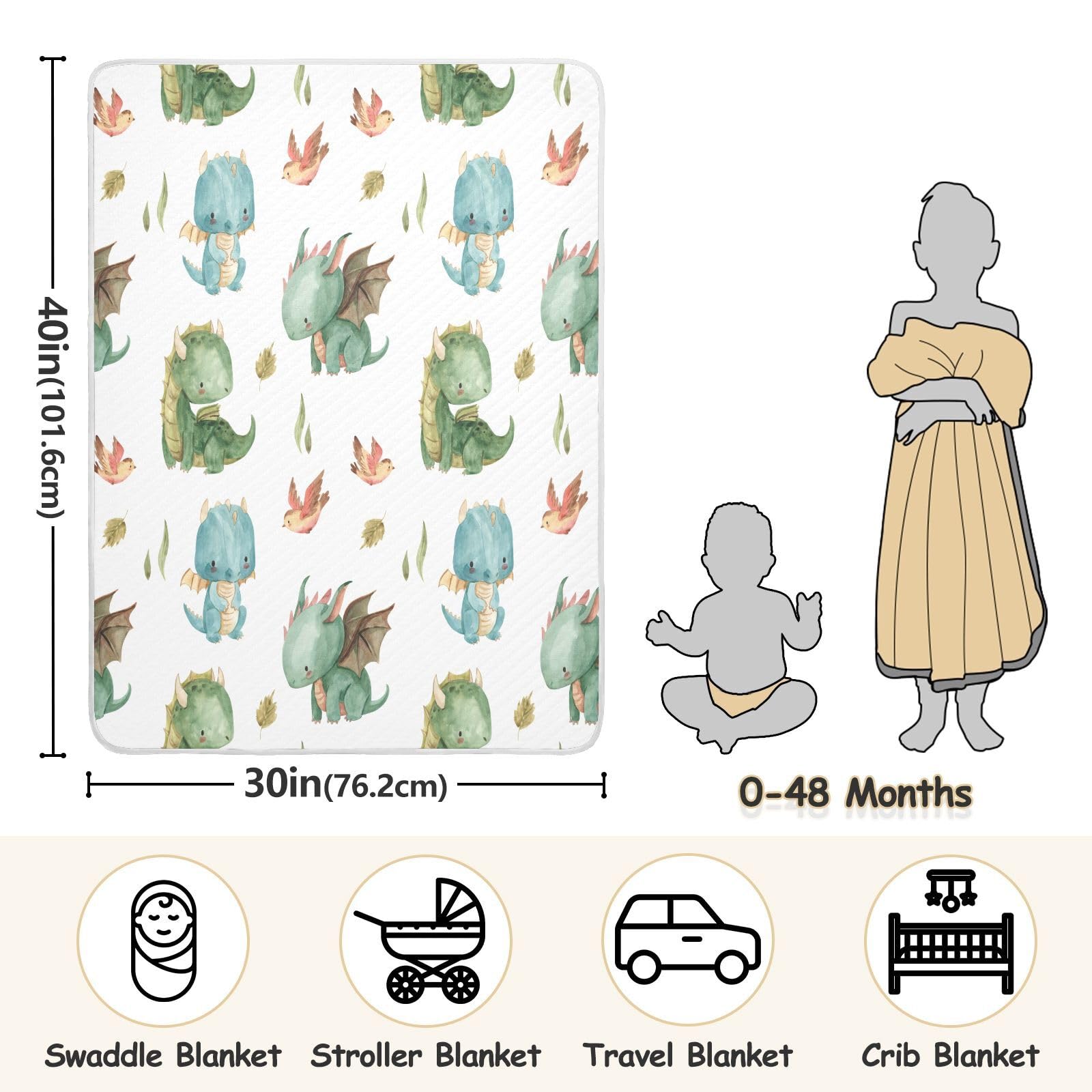 Kigai nursery blanket 30x40 doubles as stroller cover for outings.