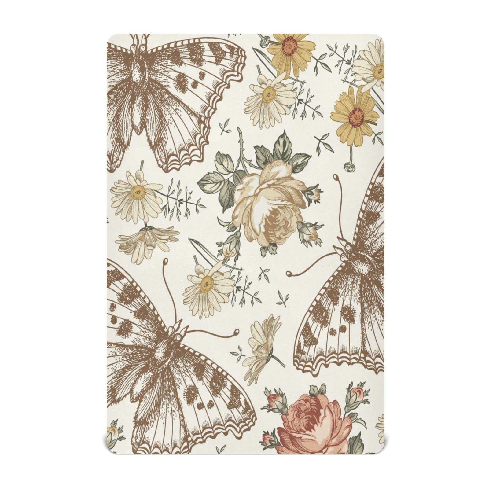 Kigai Vintage Butterfly crib sheet close-up knit for soft, breathable comfort.