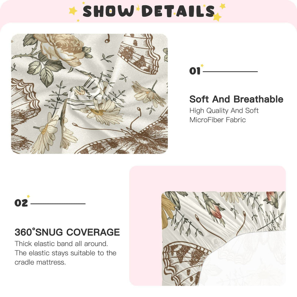 Kigai Vintage Butterfly crib sheet soft texture ideal for sensitive baby skin.
