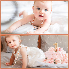 Kigeli baby shower rosary pink wearable, versatile for draping or wrist wear.