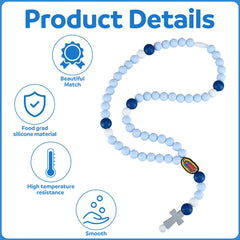Kigeli blue sky elegance cross rosary, visually striking for baptism parties.