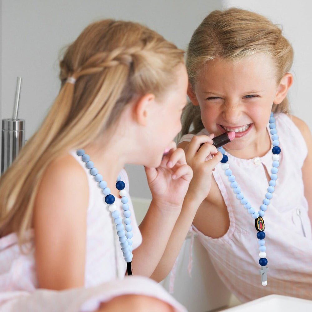 Kigeli god bless rosary blue cross, conveys blessing symbolism at celebrations.
