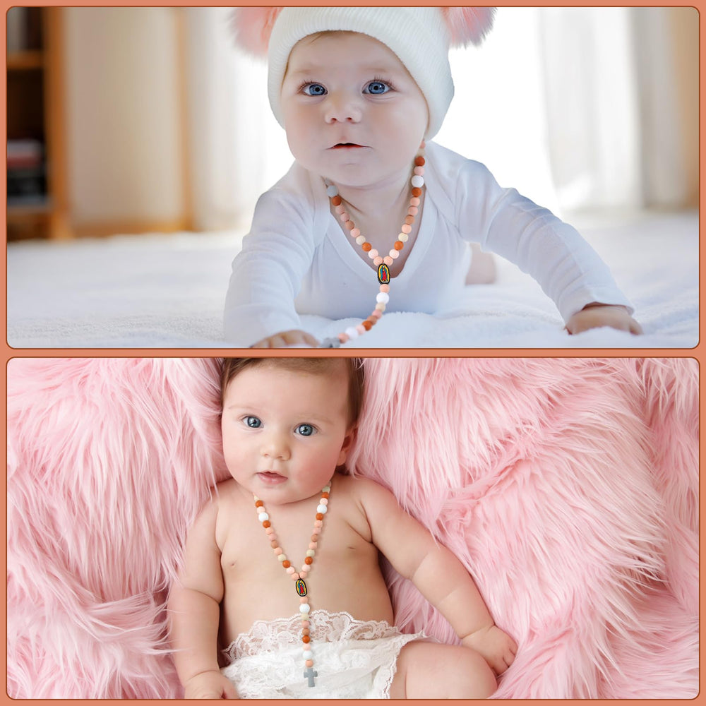 Kigeli safety-silicone rosary pink, durable and easy to clean for children.