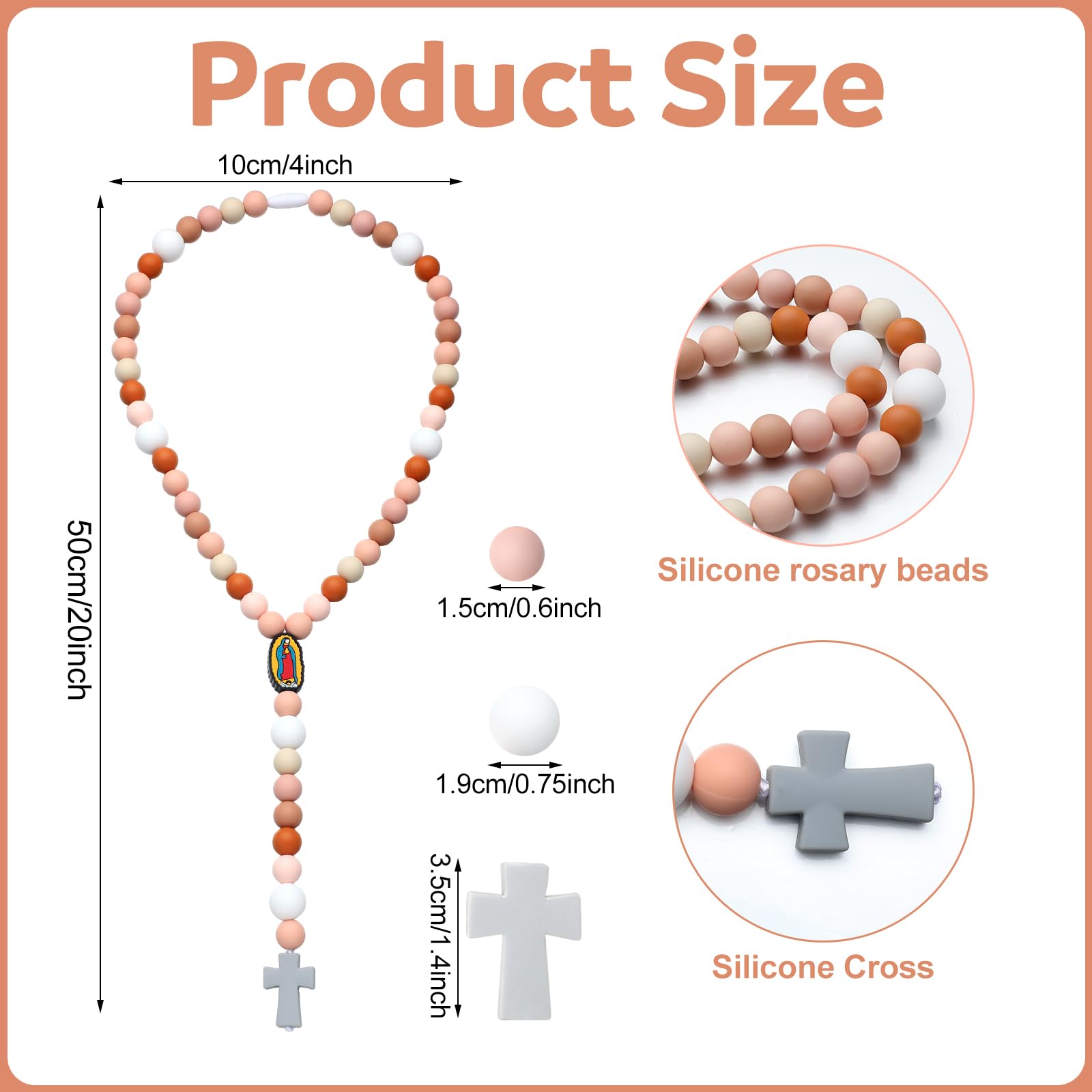 Kigeli silicone rosary pink beads, soft and safe for gentle use with babies.