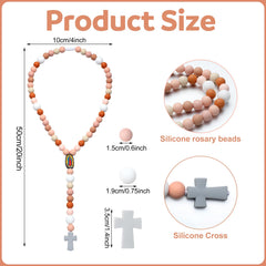 Kigeli silicone rosary pink beads, soft and safe for gentle use with babies.