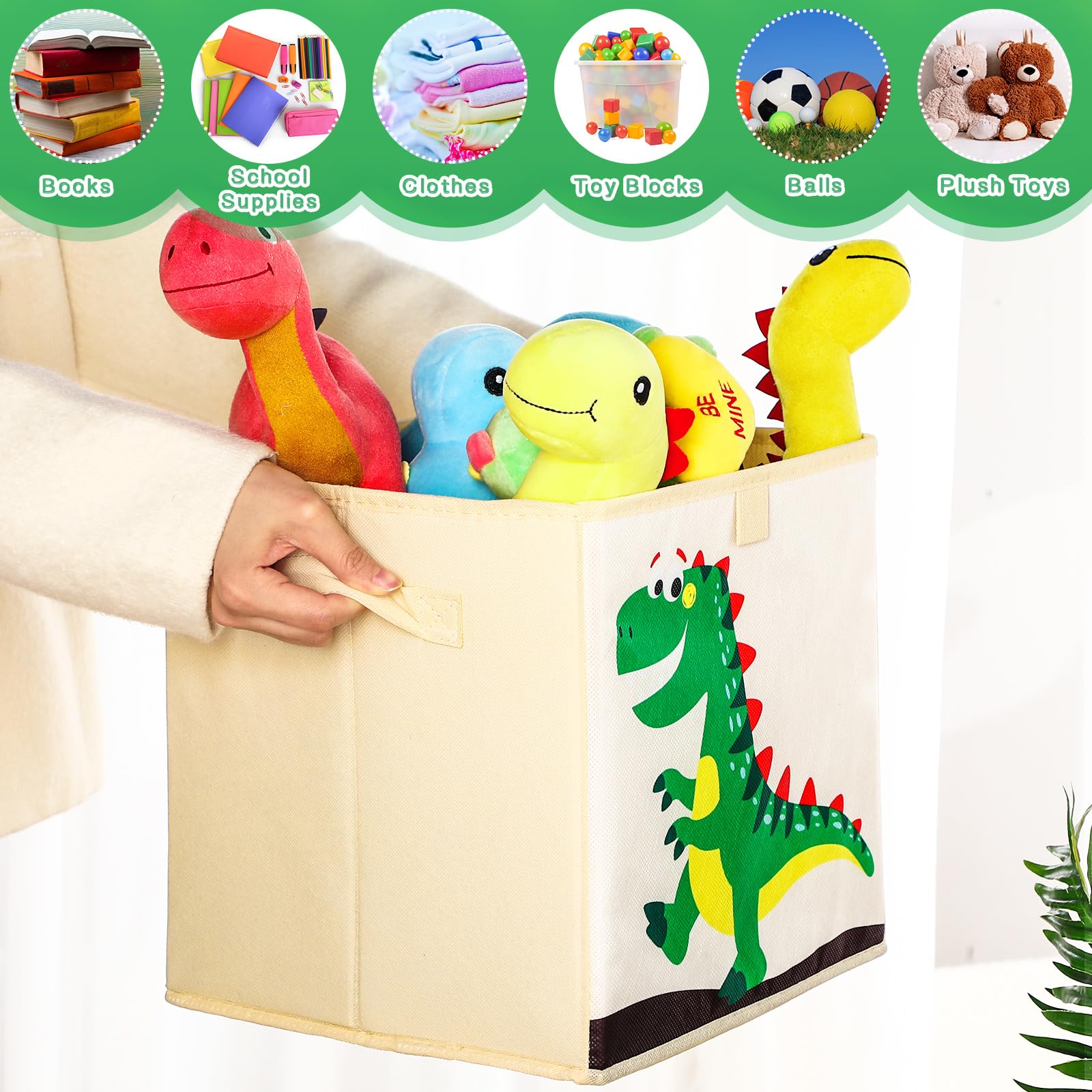 Kigley fabric cube uses durable non-woven material and cardboard interior.