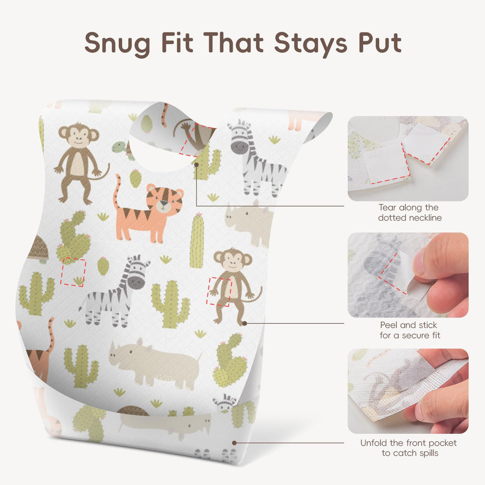 KIIS bibs come individually packaged for hygiene and travel