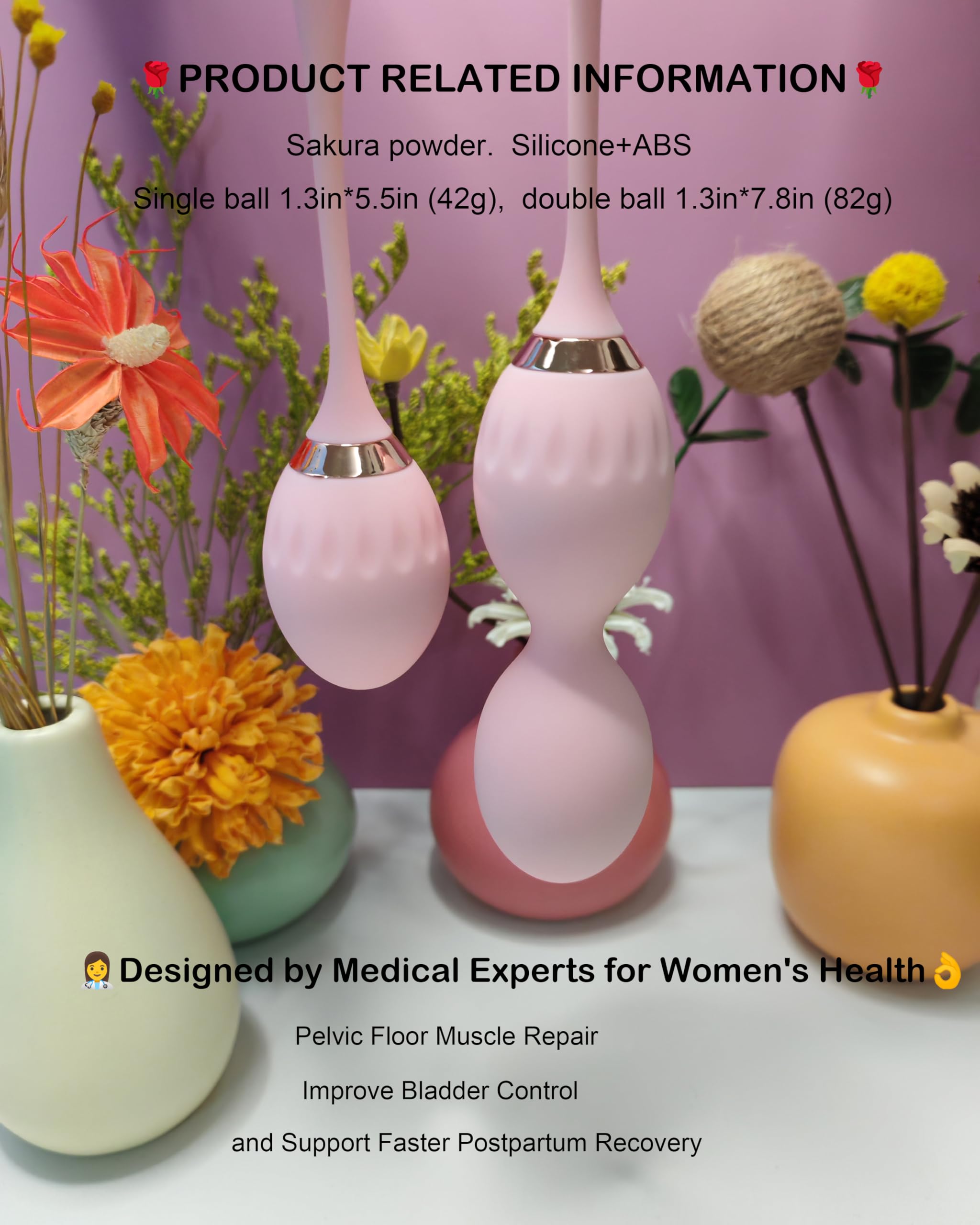 KIISAWA pink silicone Kegel ball for women supporting pelvic floor engagement