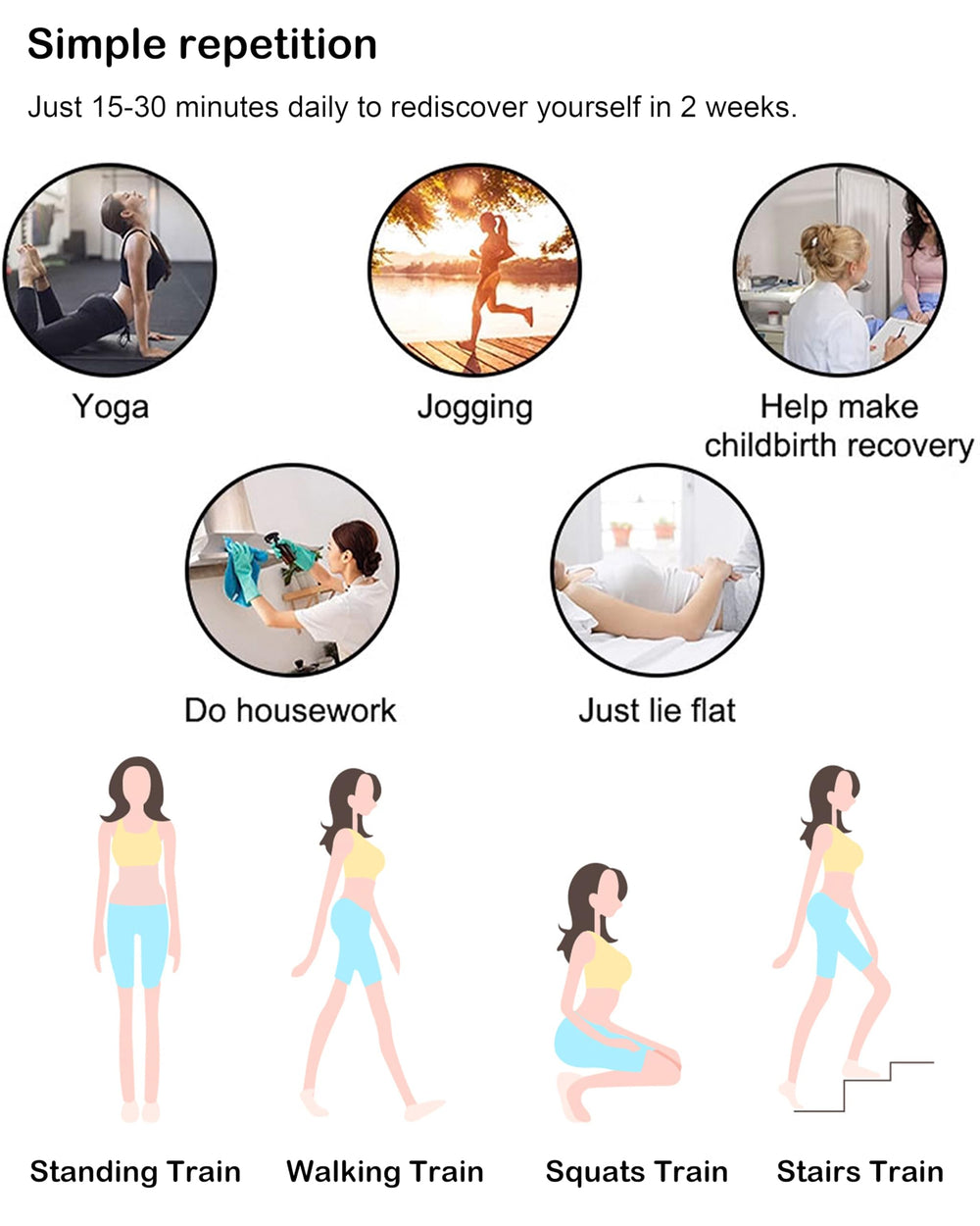 KIISAWA simple daily activities with the pelvic trainer during standing and walking