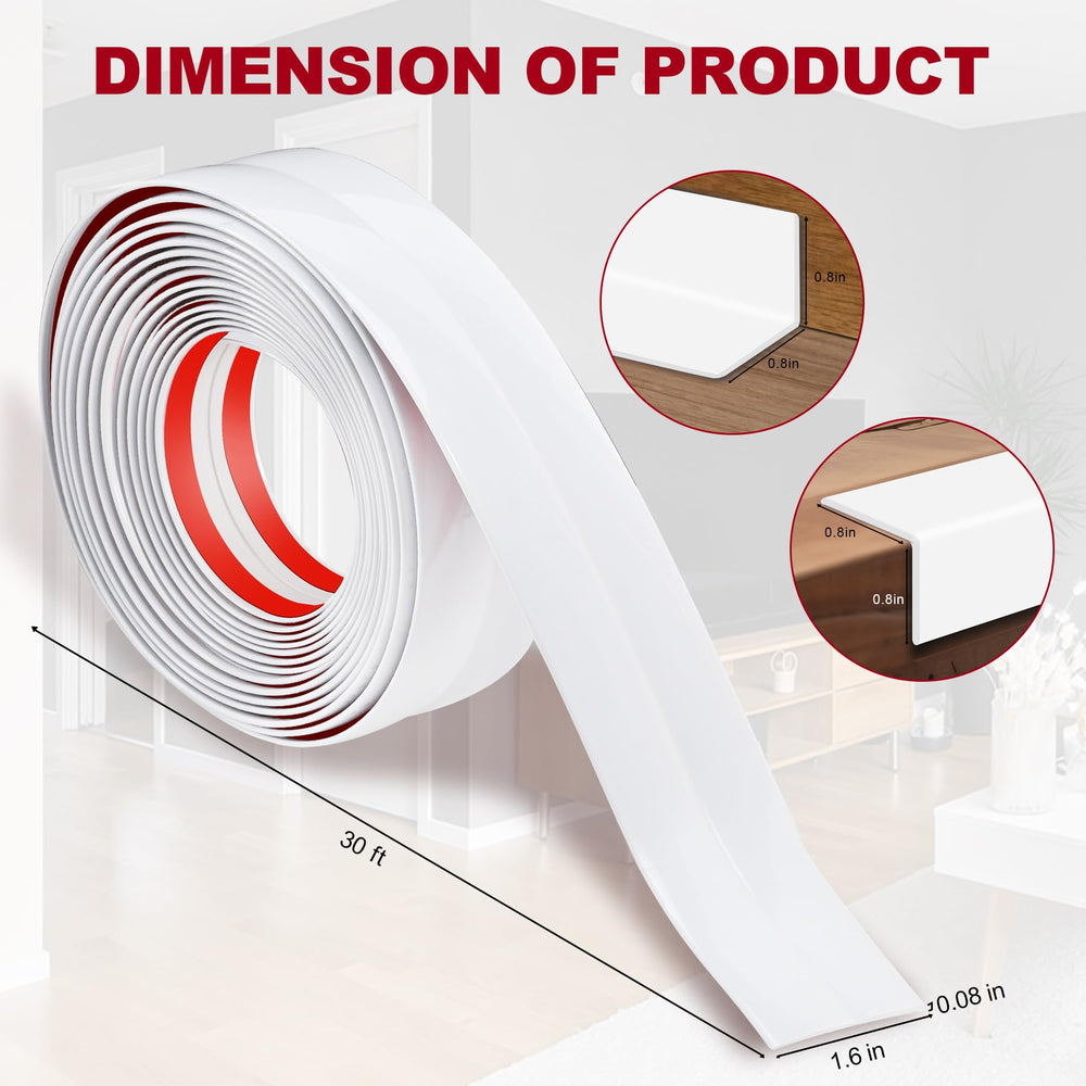 Kikerike peel-and-stick corner trim on white surface for quick protection