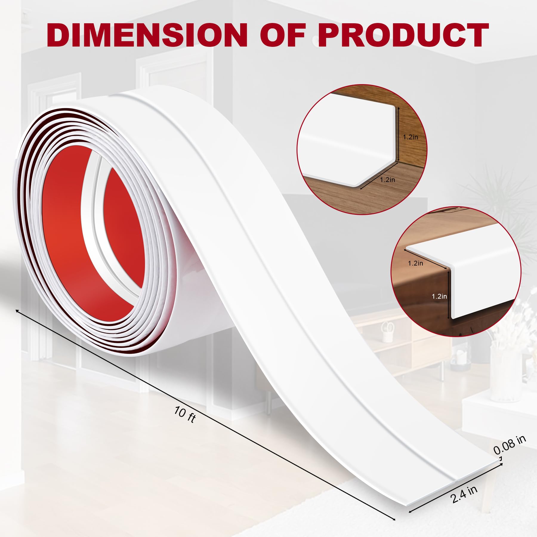 Kikerike peel-and-stick edge guard in white enhances safety on furniture edges.