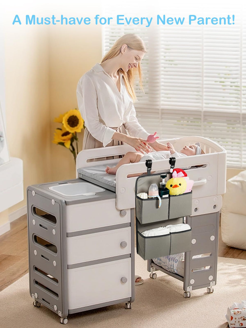 KIKJOK-crib-hanger-diaper-holder attaches safely to crib or bassinet.