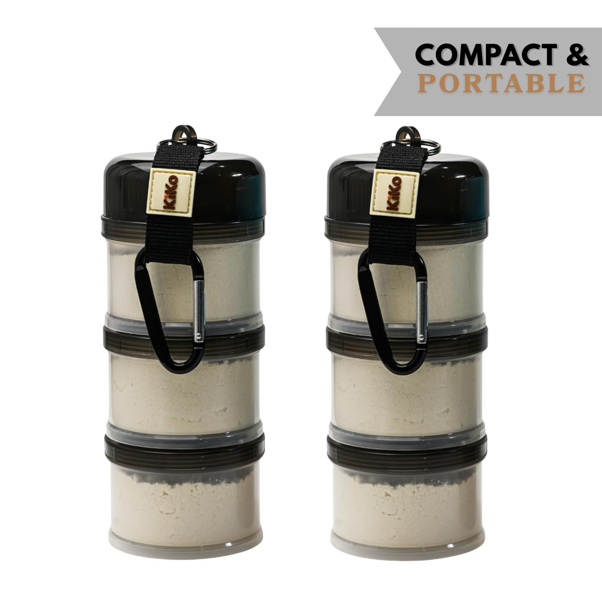 KiKo Formula Dispenser with independent spouts ensures clean, spill-free pouring anywhere.