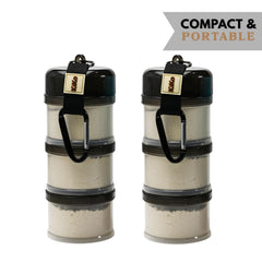 KiKo Formula Dispenser with independent spouts ensures clean, spill-free pouring anywhere.