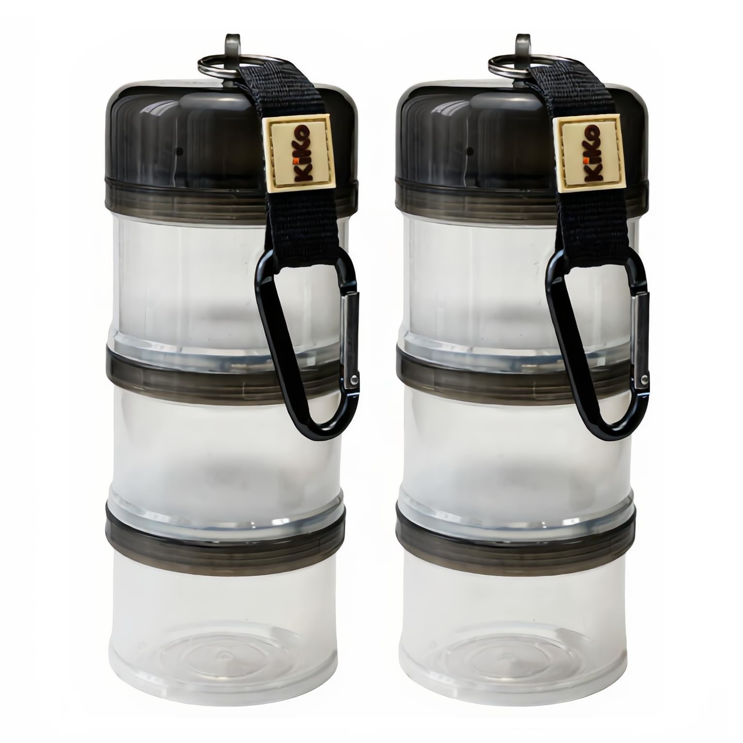 KiKo Formula Container to Go with stackable compartments for mess-free on-the-go feeding.