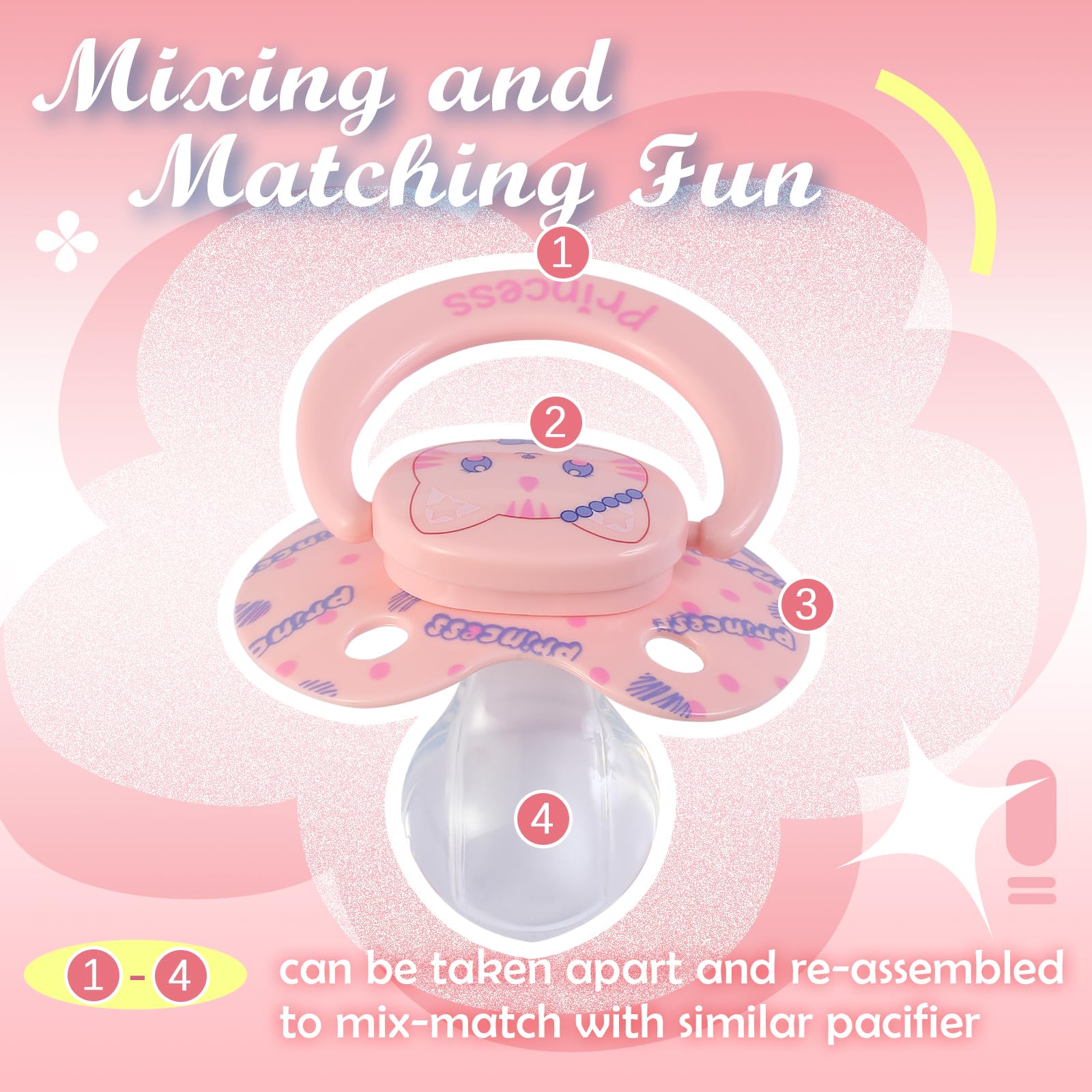 kiligspace pink kitten print pacifier coordinates with themed outfits
