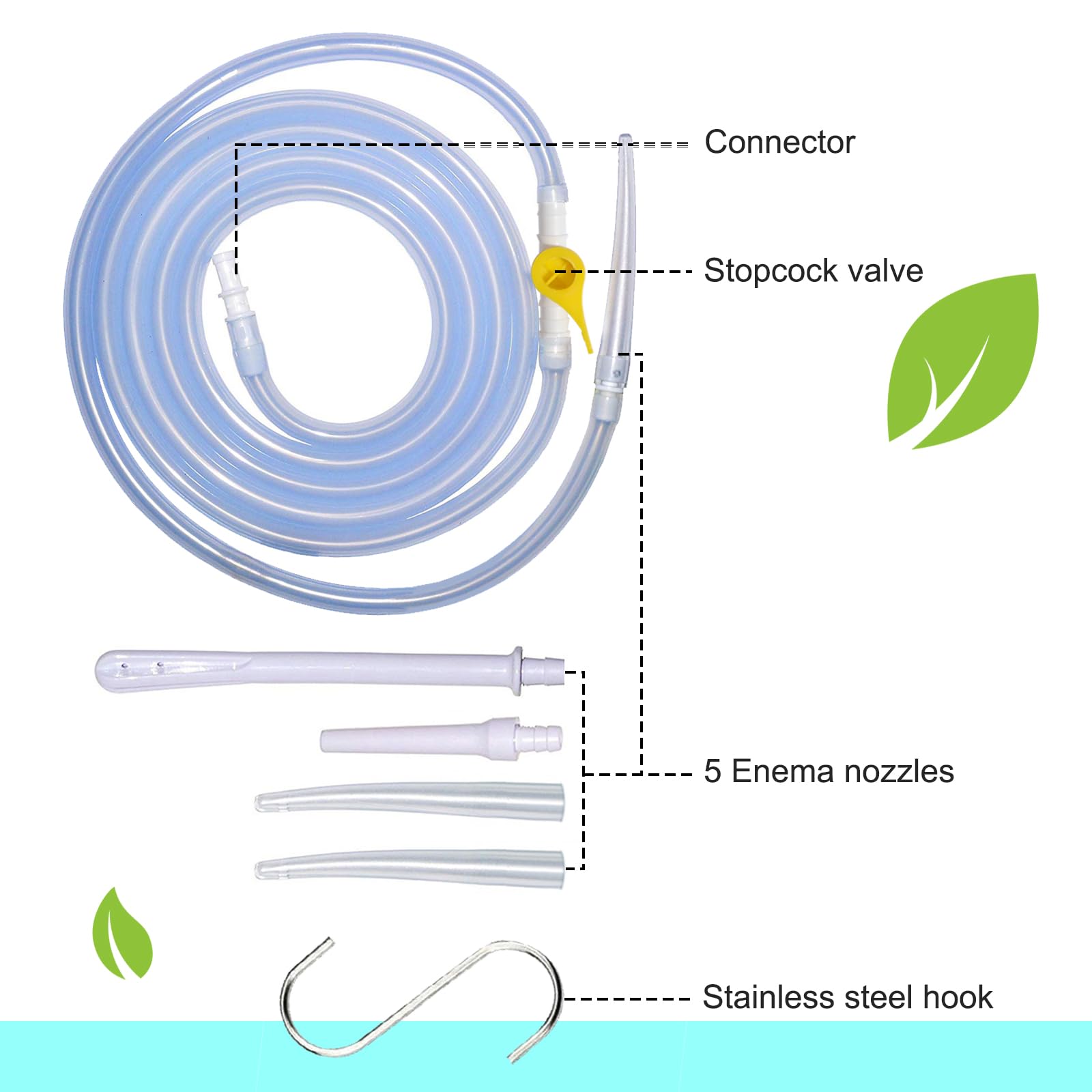 KIMANN enema tips and connectors for secure, clean setup.