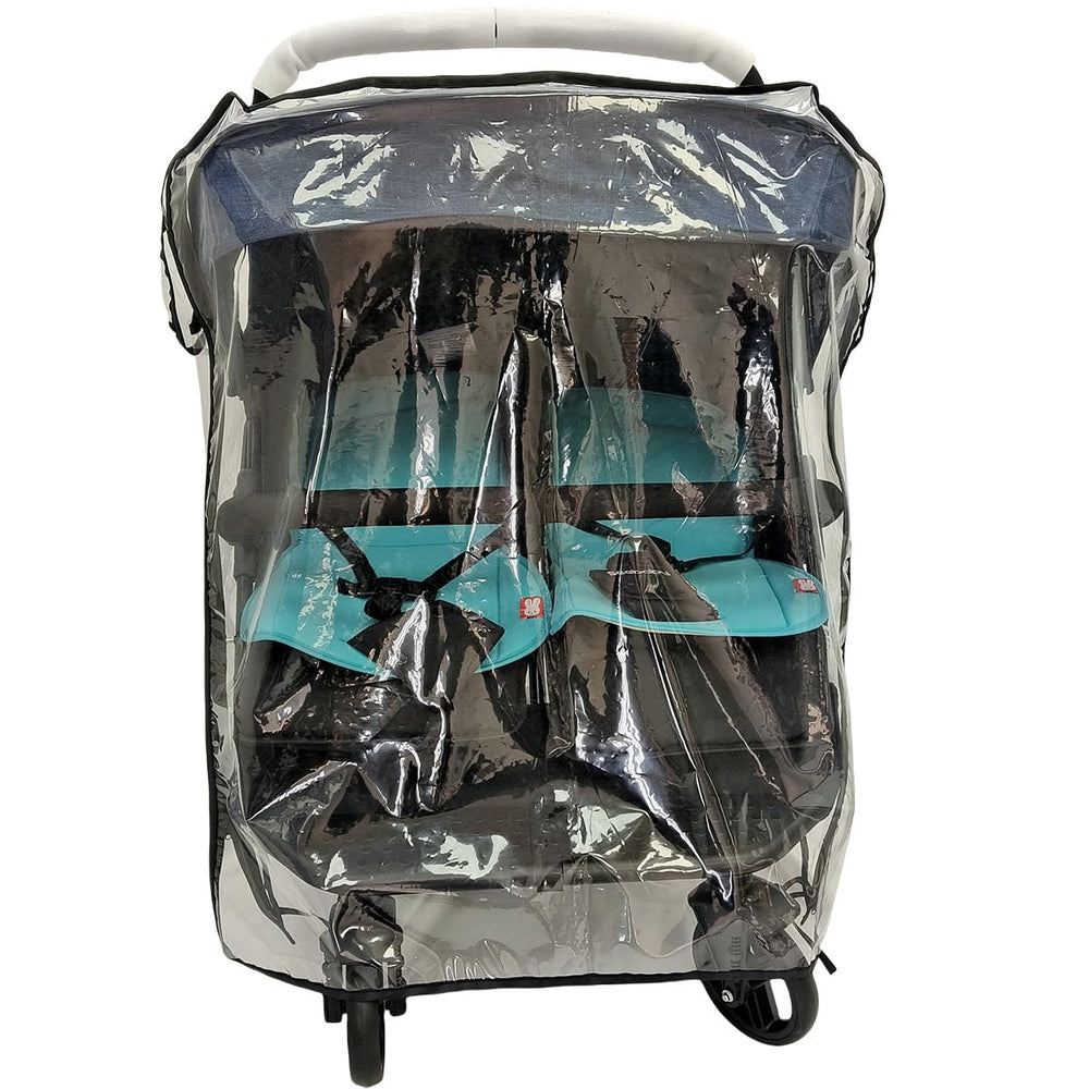 KIMILEAY stroller rain cover side-by-side front view protects from rain and wind