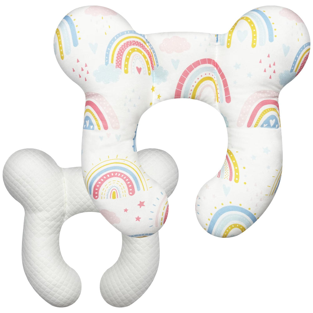 kimitimi baby head support pillow Rainbow A offers plush neck support during travel
