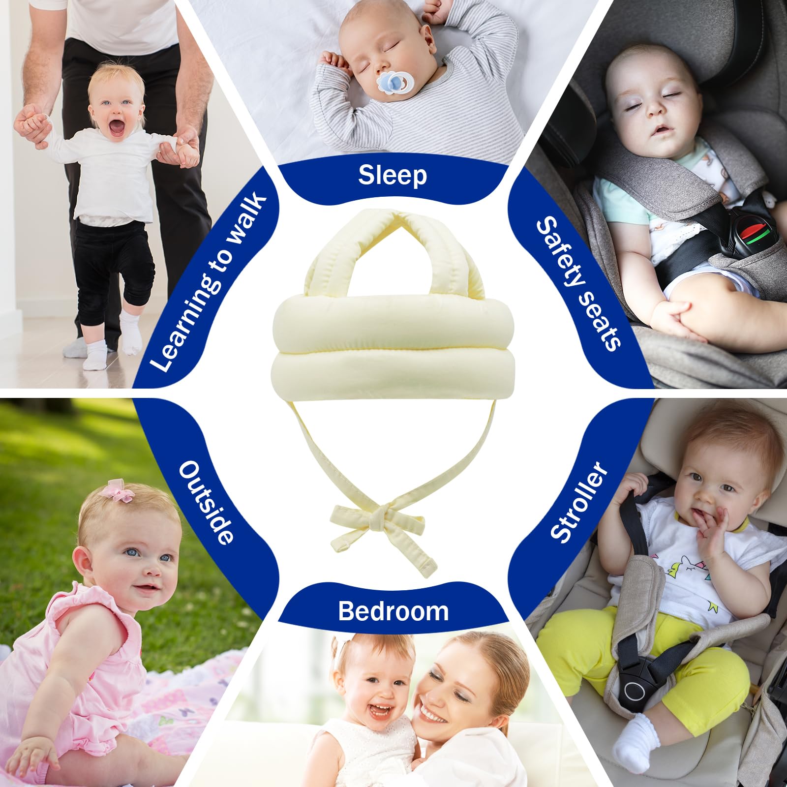 Kimitimi baby safety helmet with high-density padding cushions impacts