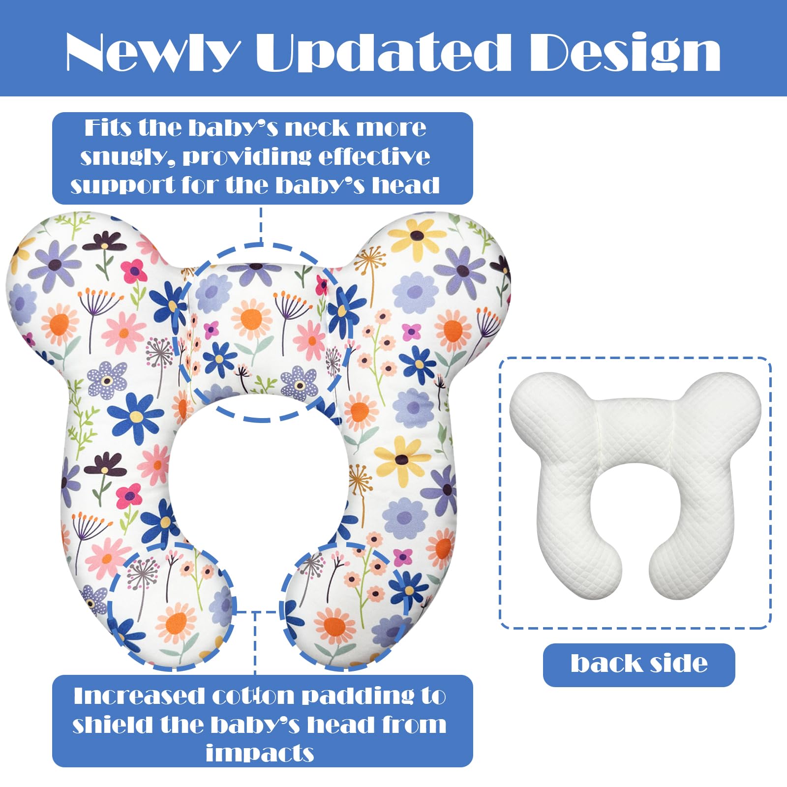 Car, plane, or stroller use Flower C pillow supports posture on journeys