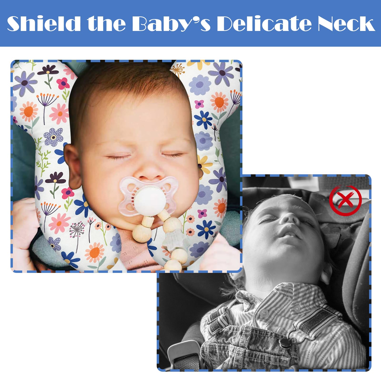 Foldable travel cushion Flower C stays secure on bags and pushchairs